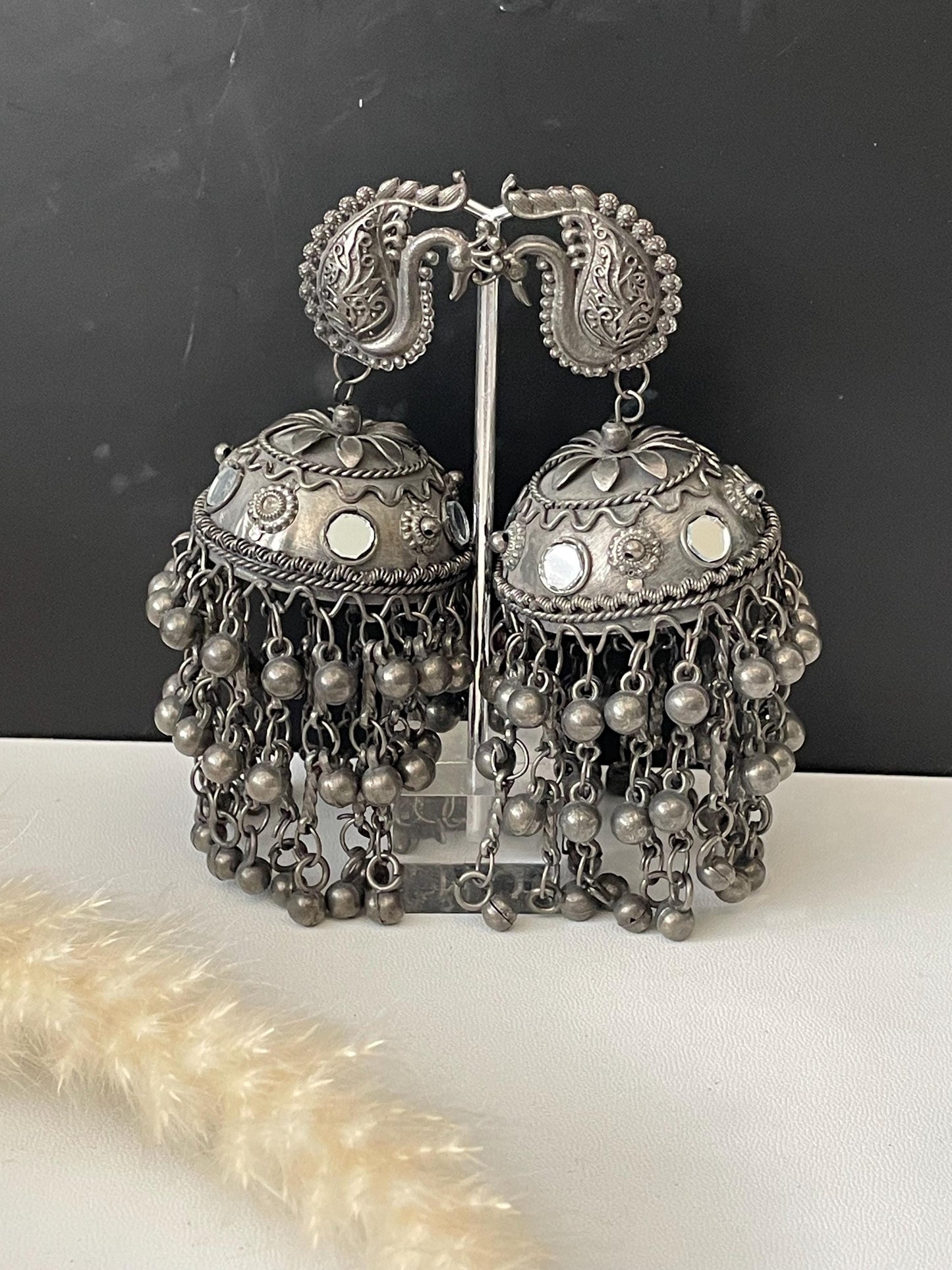 Oxidized Jhumka Earrings: Black Oversized Statement Jewelry