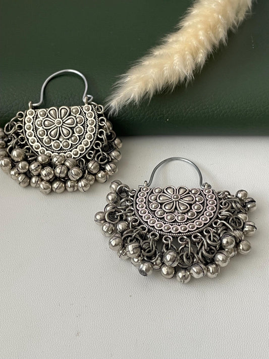 Oxidized ghungaroo chandbali earrings