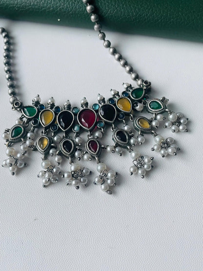 Oxidised Maharashtrian Tanmani white or multicolor