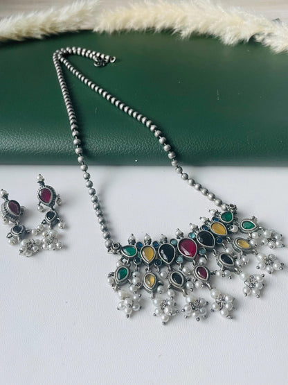 Oxidised Maharashtrian Tanmani white or multicolor