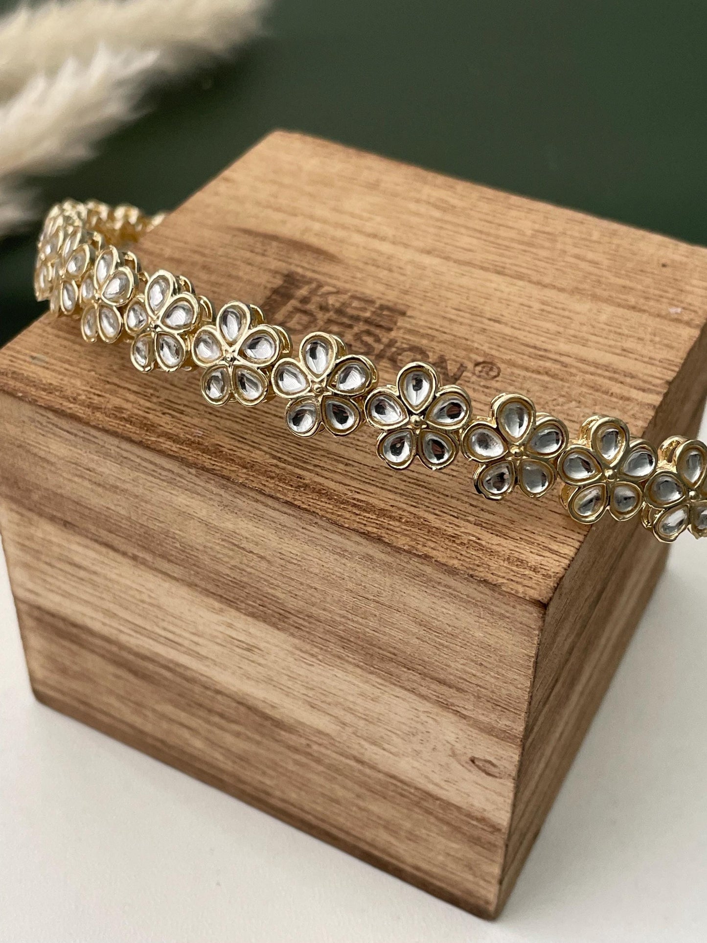 Gold Plated Kundan Hairband: Indian Bridal Jewelry