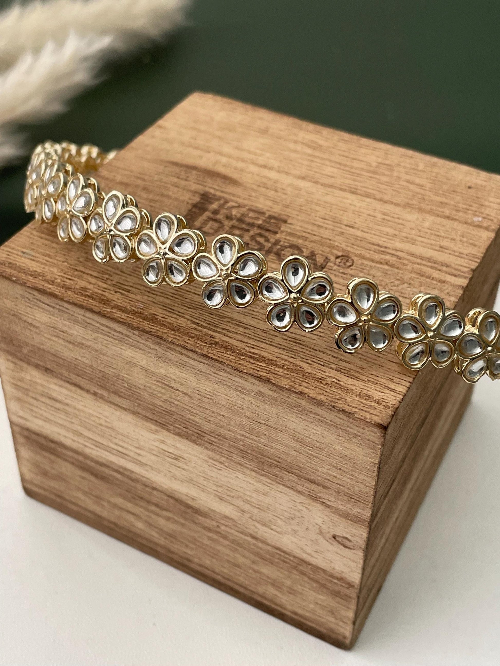 Gold Plated Kundan Hairband: Indian Bridal Jewelry