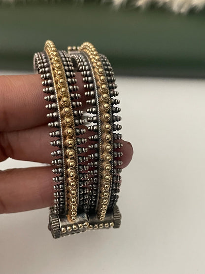 Dual tone oxidized openable bangles