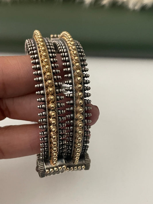Dual tone oxidized openable bangles