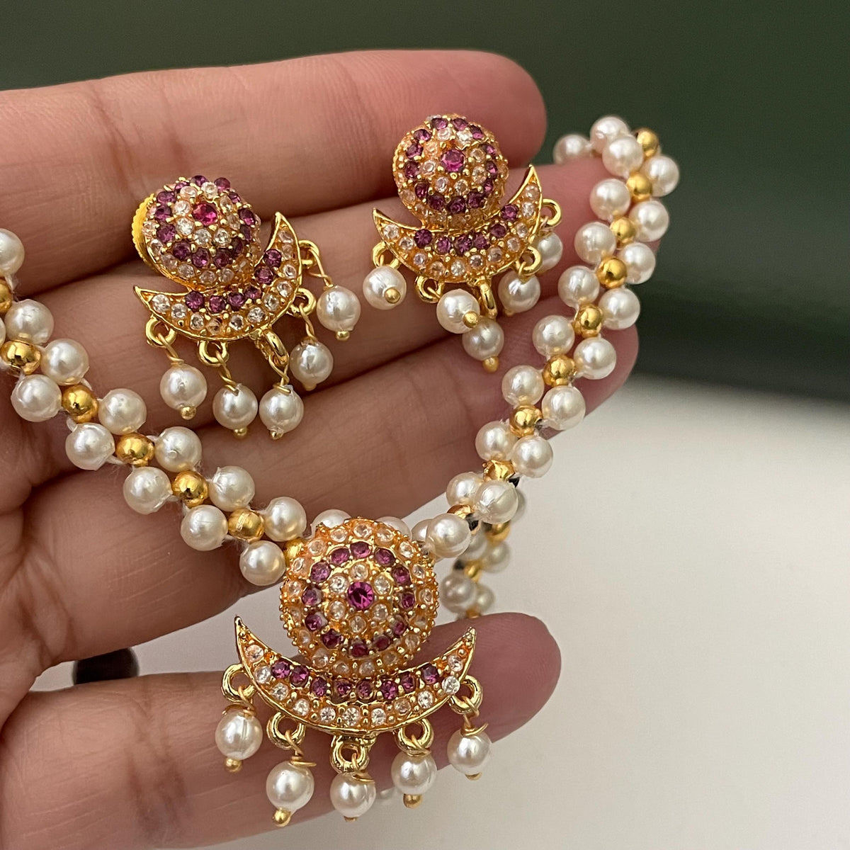 Maharashtrian moti small pearl neckpiece set