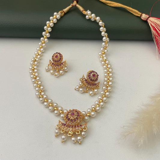 Maharashtrian moti small pearl neckpiece set