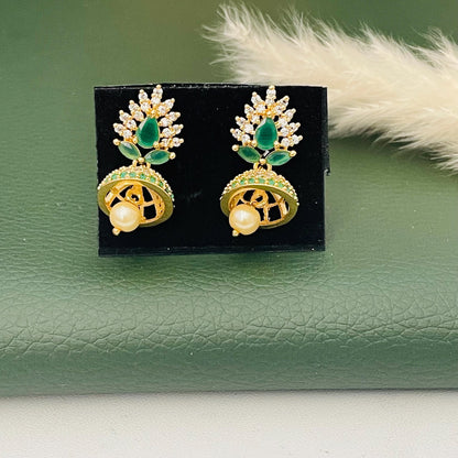 Cubic Zirconia small Jhumki Earrings: South Indian jhumkis