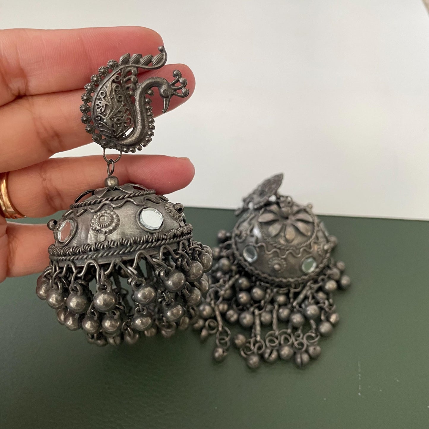 Oxidized Jhumka Earrings: Black Oversized Statement Jewelry