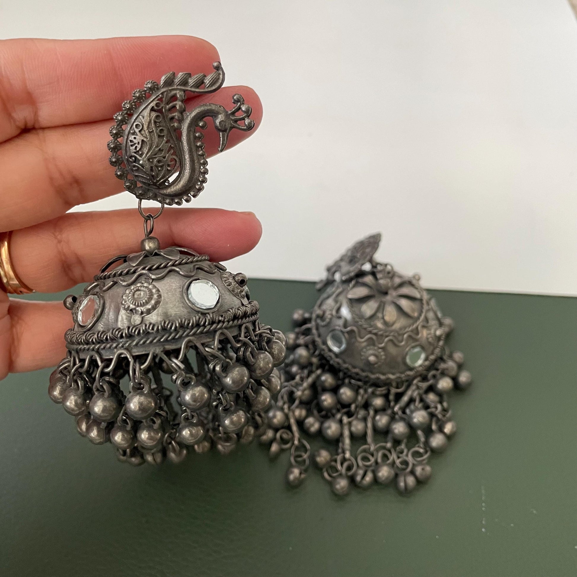 Oxidized Jhumka Earrings: Black Oversized Statement Jewelry