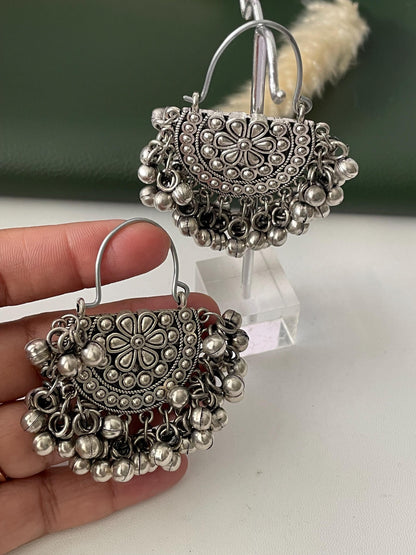 Oxidized ghungaroo chandbali earrings