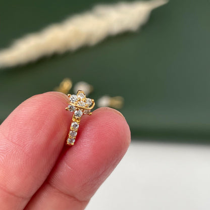 Gold Plated CZ Clip On Nose Ring: Indian Nath, No Piercing