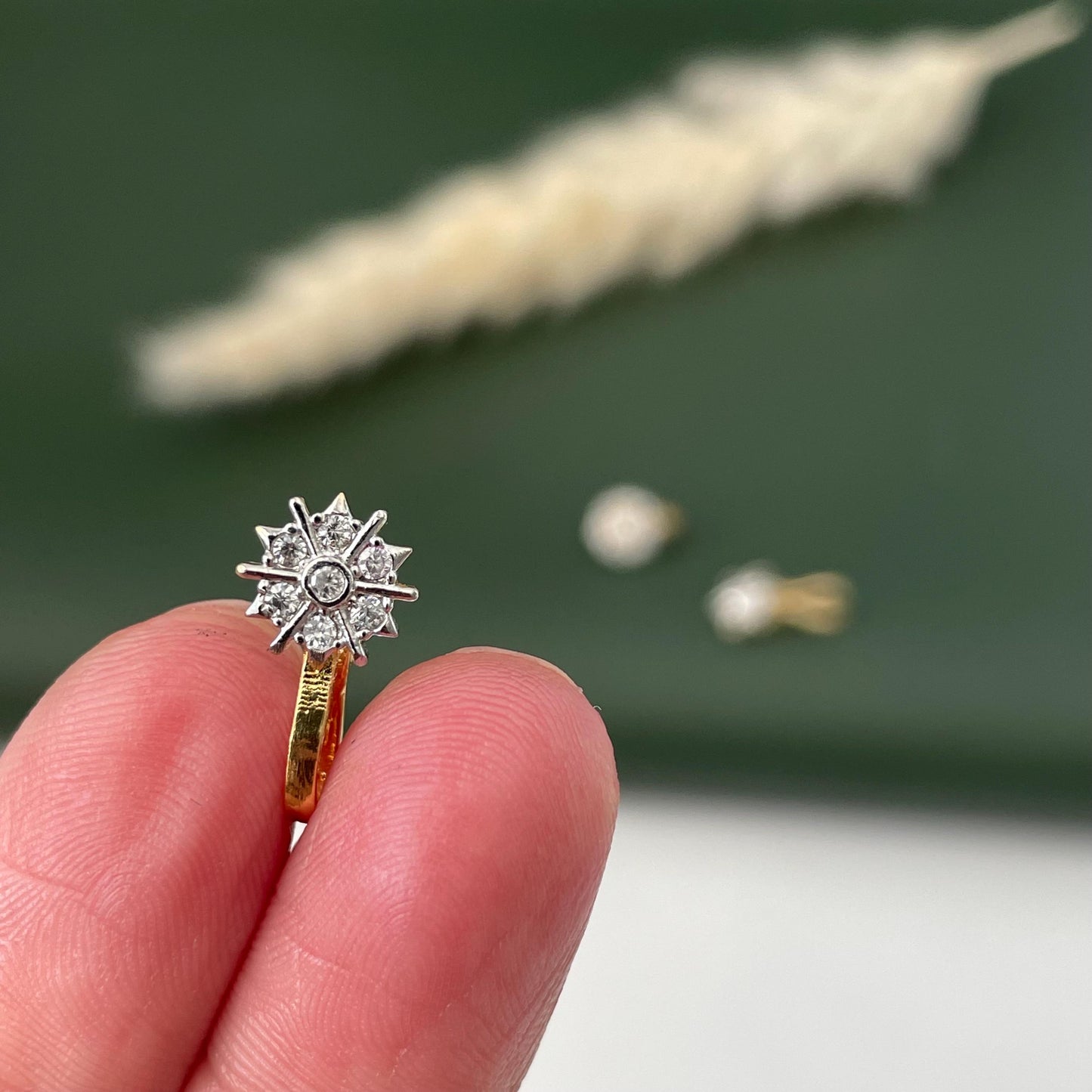 Gold Plated CZ Clip On Nose Ring: Indian Nath, No Piercing