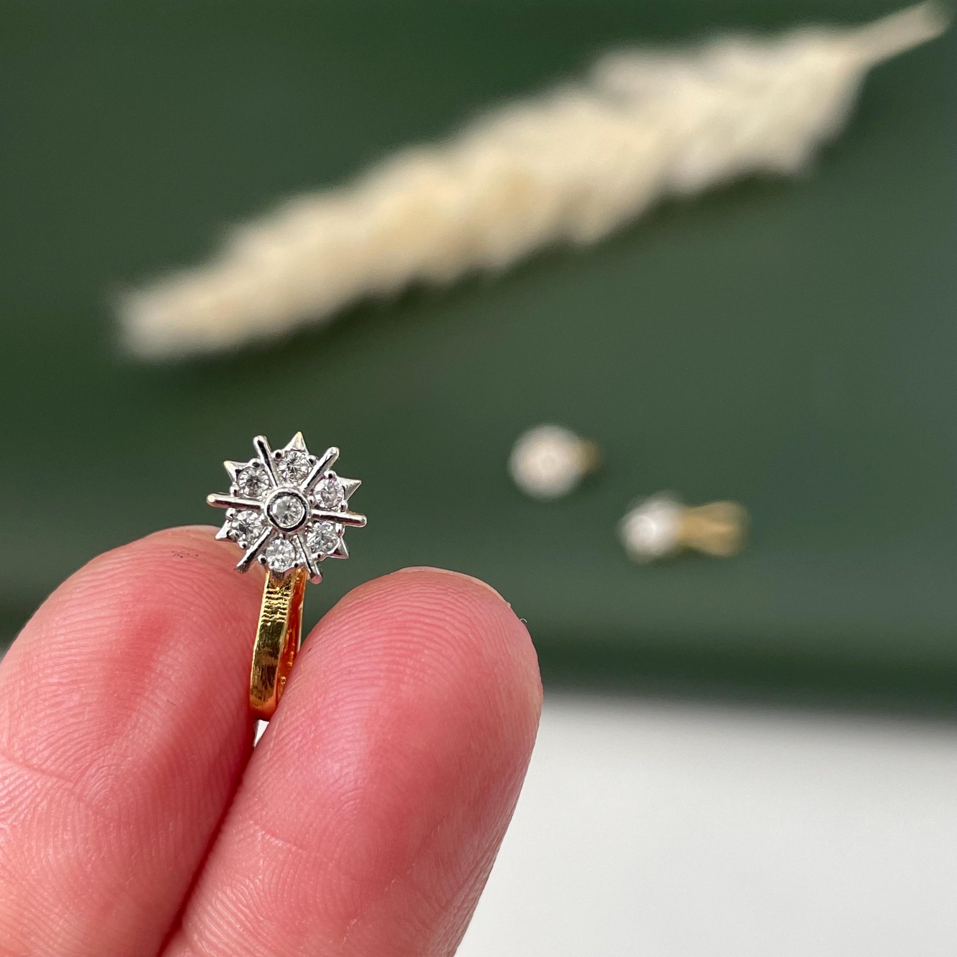 Gold Plated CZ Clip On Nose Ring: Indian Nath, No Piercing