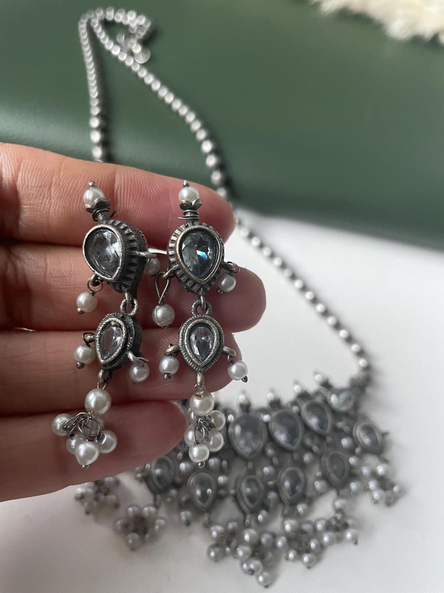 Oxidised Maharashtrian Tanmani white or multicolor