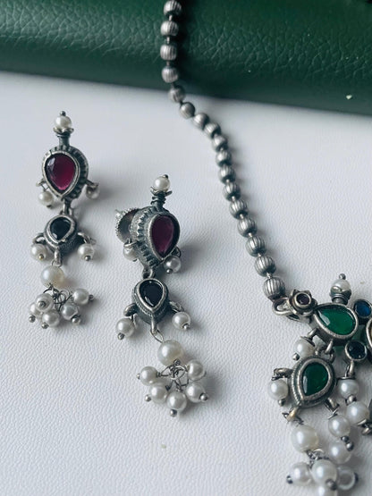 Oxidised Maharashtrian Tanmani white or multicolor
