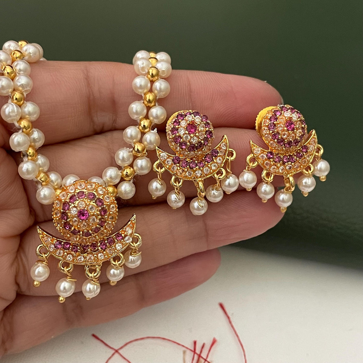 Maharashtrian moti small pearl neckpiece set