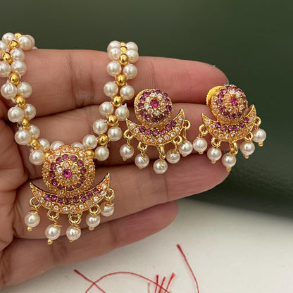 Maharashtrian moti small pearl neckpiece set