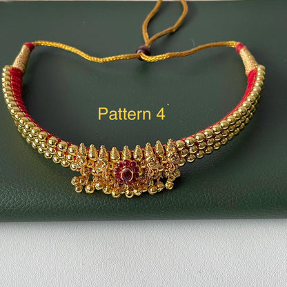 Yellow gold plated maharashtrian thushi small necklace