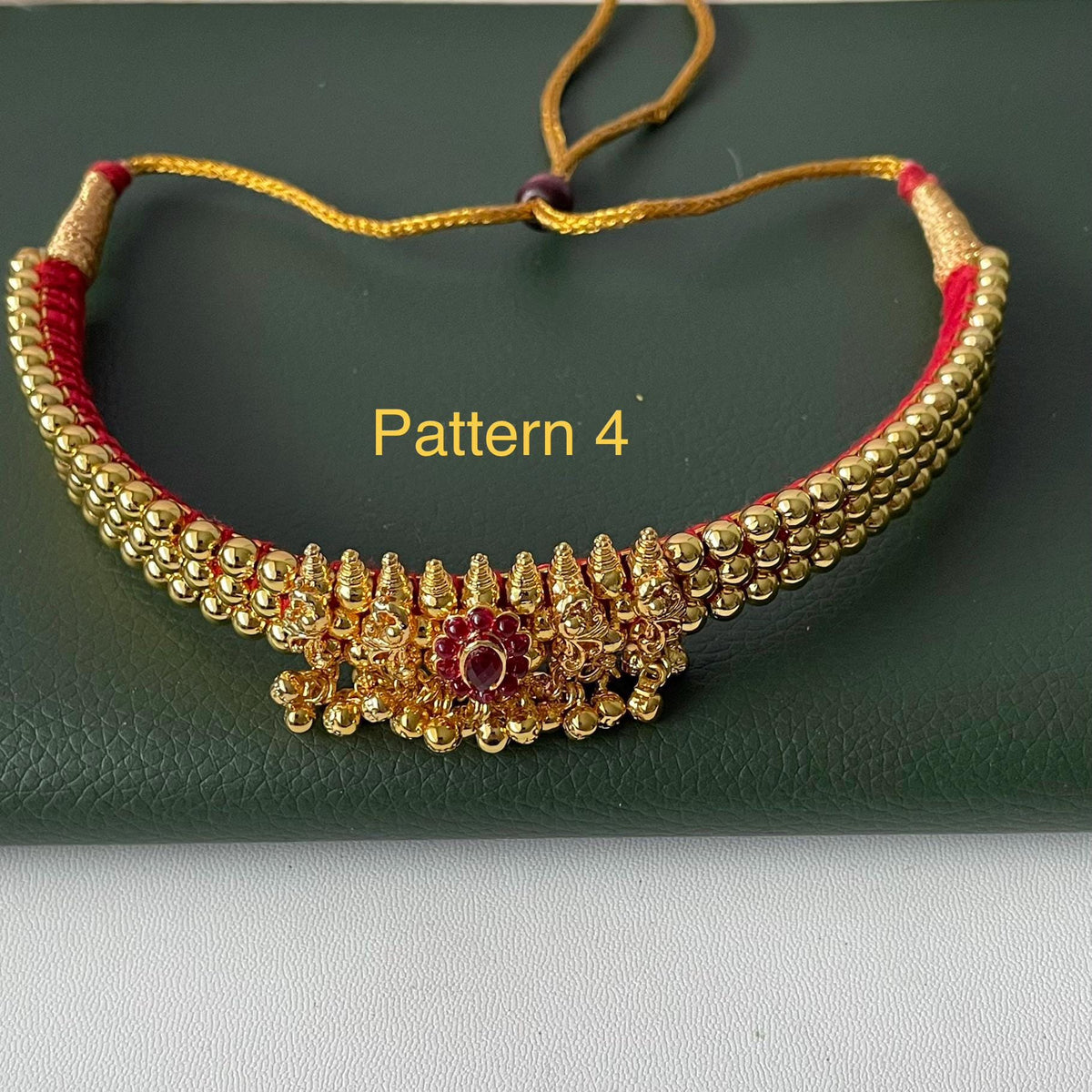 Yellow gold plated maharashtrian thushi small necklace