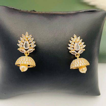 Cubic Zirconia small Jhumki Earrings: South Indian jhumkis