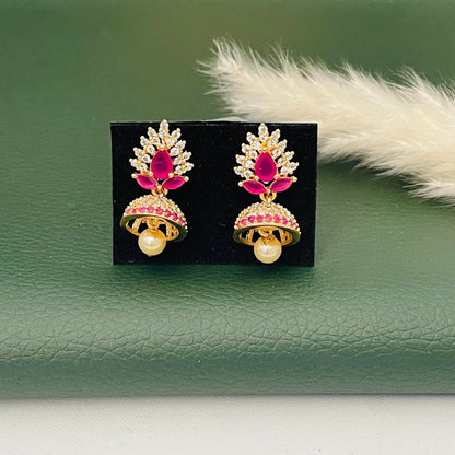 Cubic Zirconia small Jhumki Earrings: South Indian jhumkis