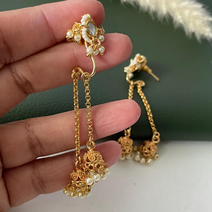 Kundan gold plated small trendy jhumkis