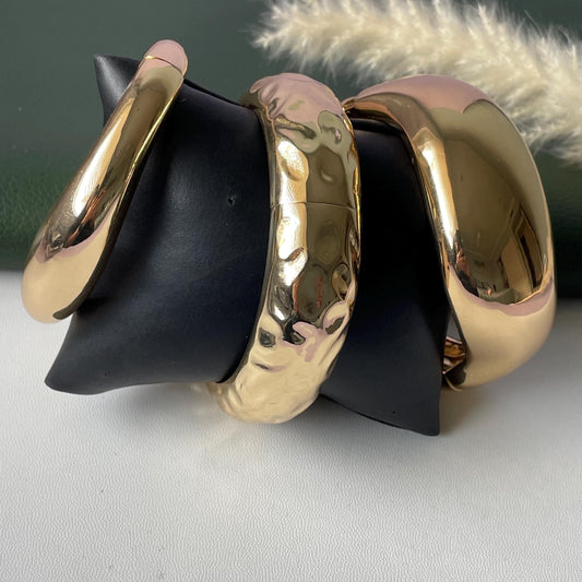 Gold and silver fancy cuff bangles