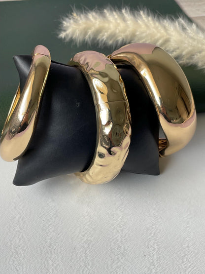Gold and silver fancy cuff bangles