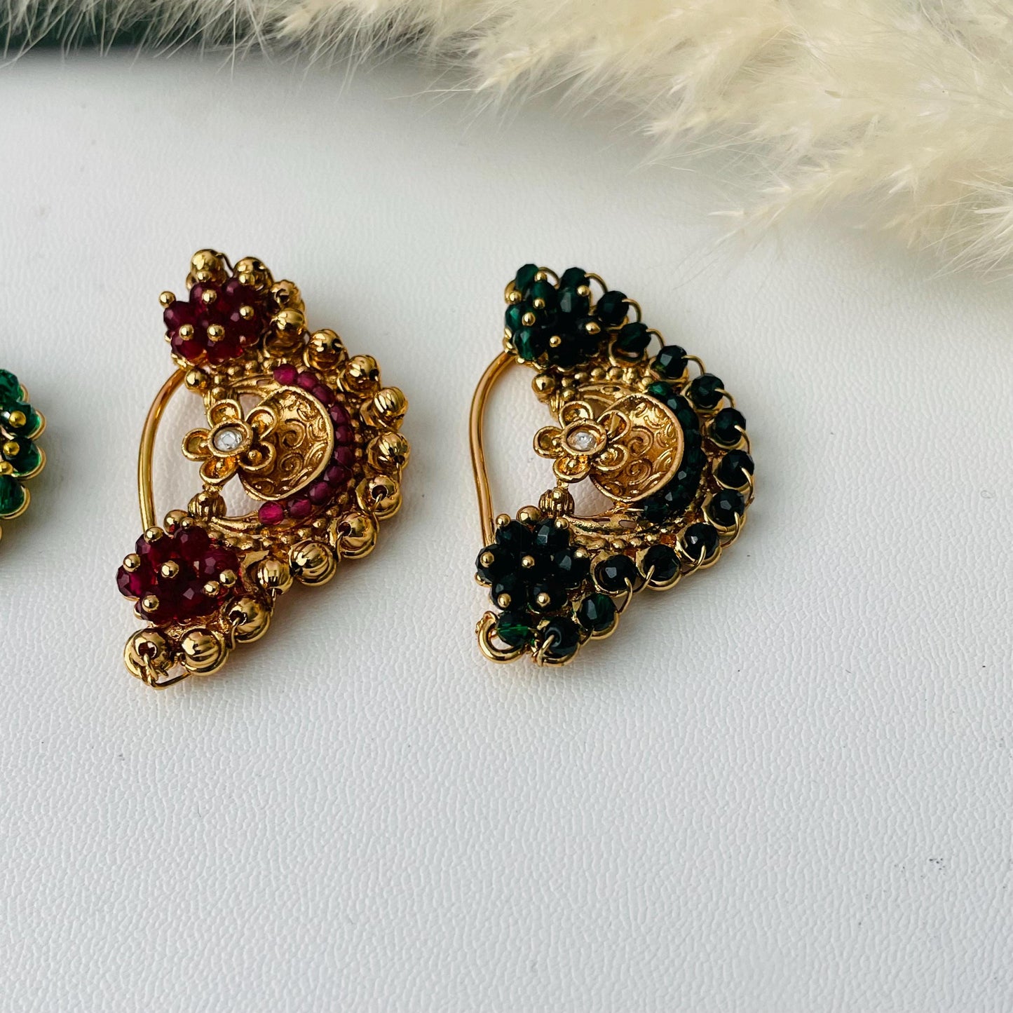 Maharashtrian Nath: Gold Plated Nose Clip-on - Indian Jewelry