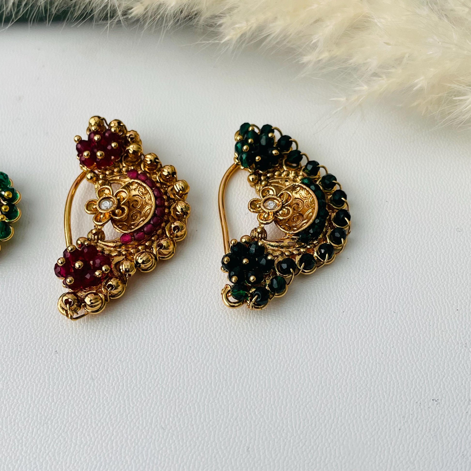 Maharashtrian Nath: Gold Plated Nose Clip-on - Indian Jewelry