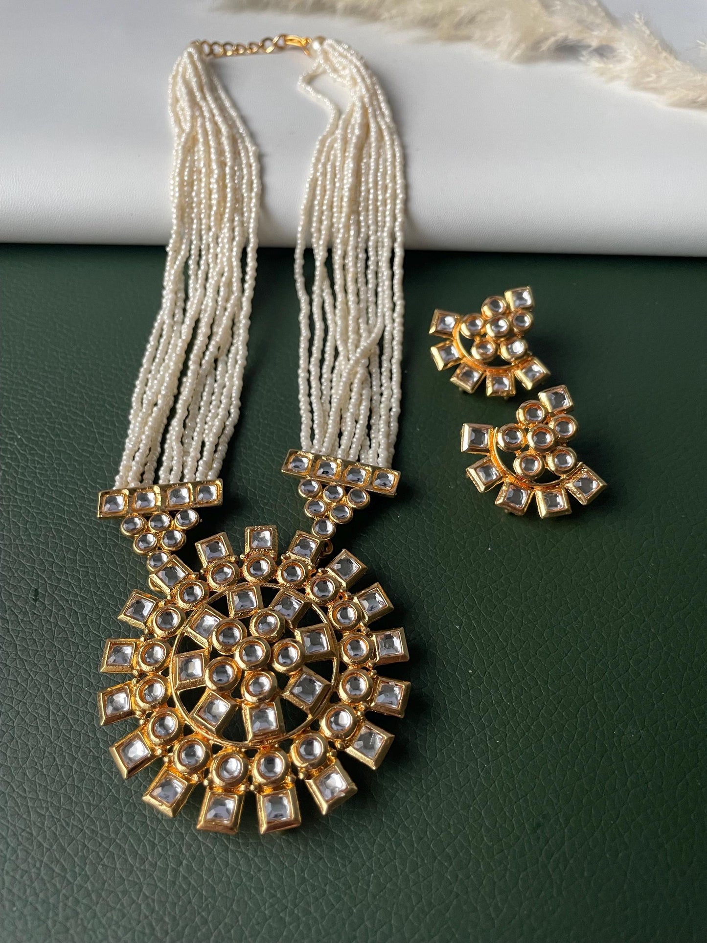 Faux Pearl multi strand choker set