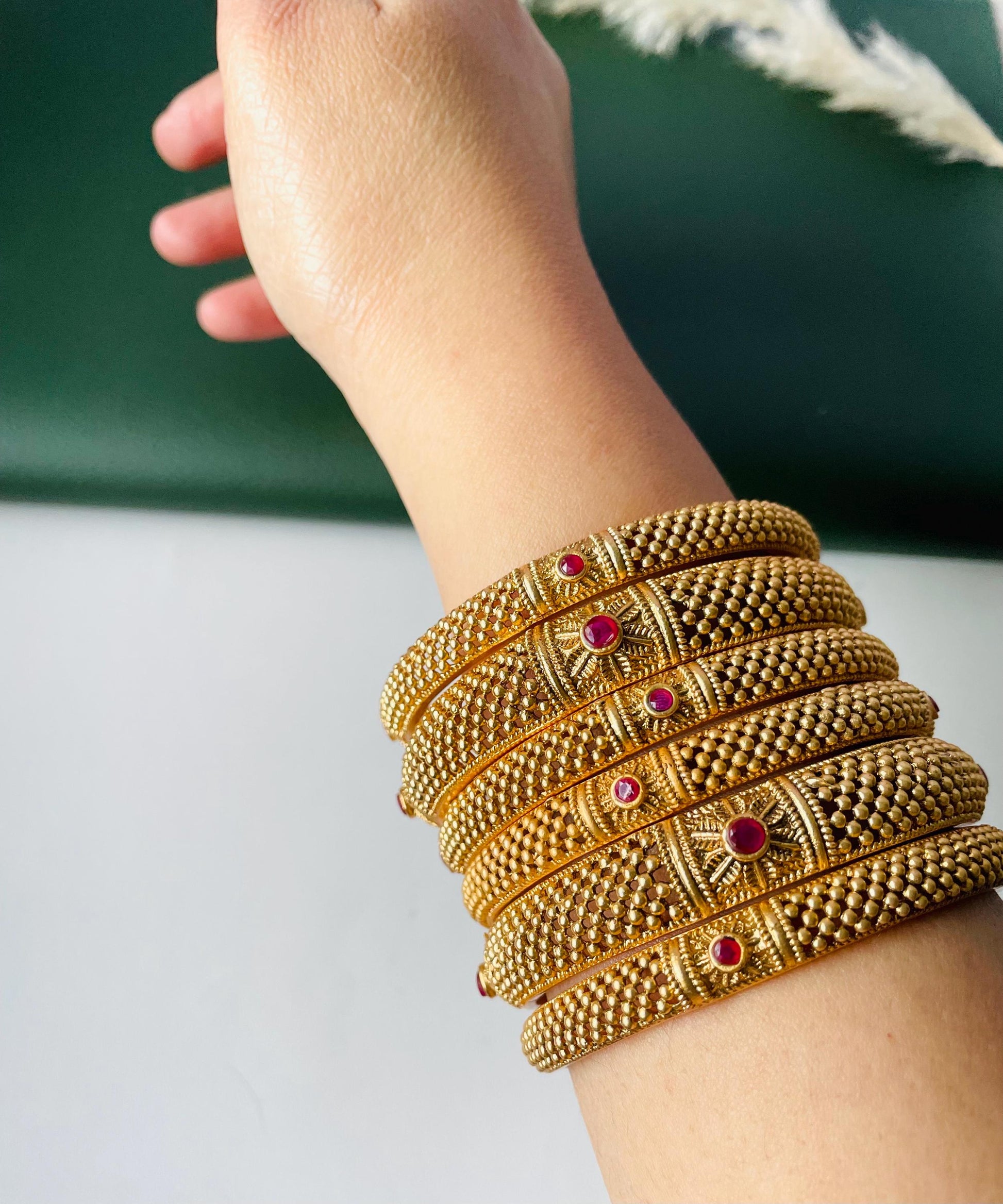 Gold Plated Indian Bangles: set of 6 bangles