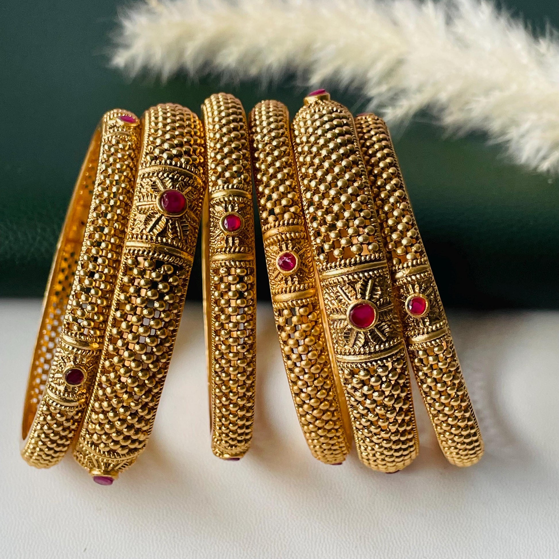 Gold Plated Indian Bangles: set of 6 bangles