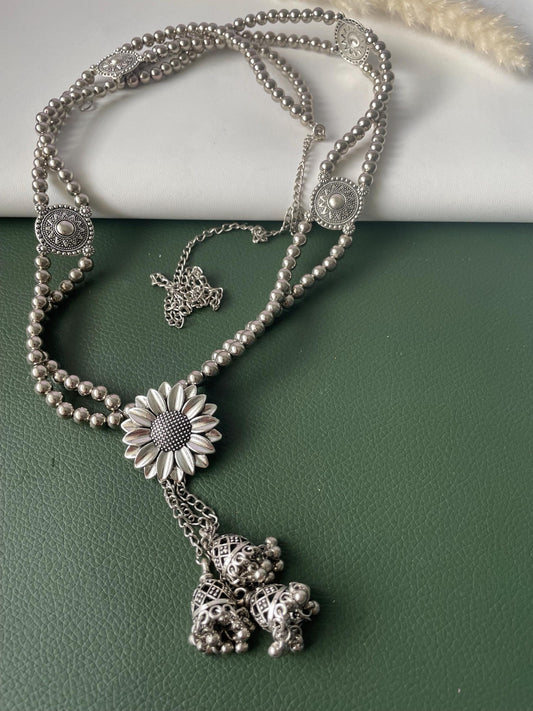 Oxidized Kamarpatta Waist Chain: Saree Belly Belt, Ghungroo Jhumki Charms