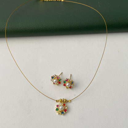 Nysaa gold plated minimalist invisible ADnecklace set