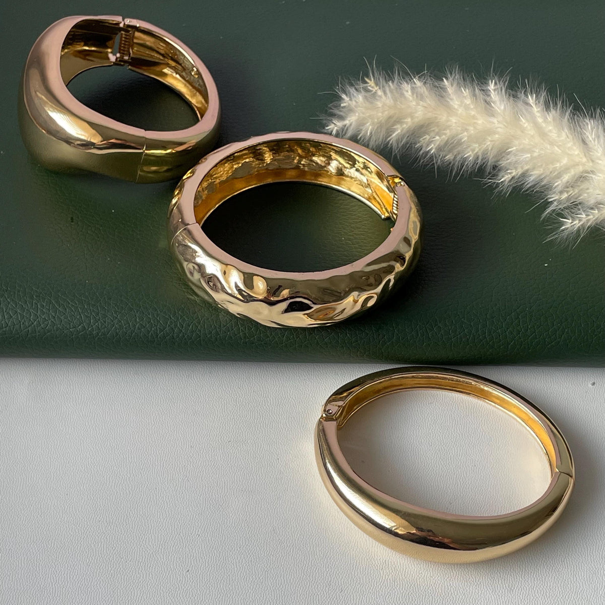 Gold and silver fancy cuff bangles
