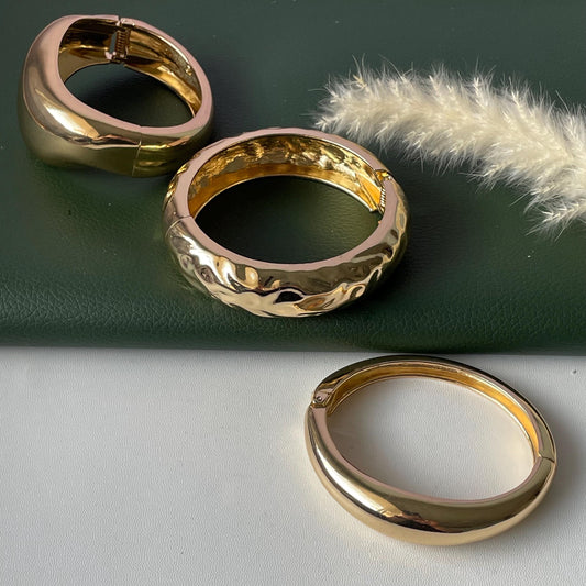 Gold and silver fancy cuff bangles