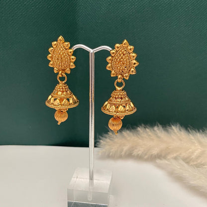 Gold Plated Jhumkis Earrings: Indian Ethnic Style
