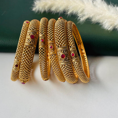 Gold Plated Indian Bangles: set of 6 bangles