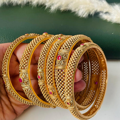 Gold Plated Indian Bangles: set of 6 bangles