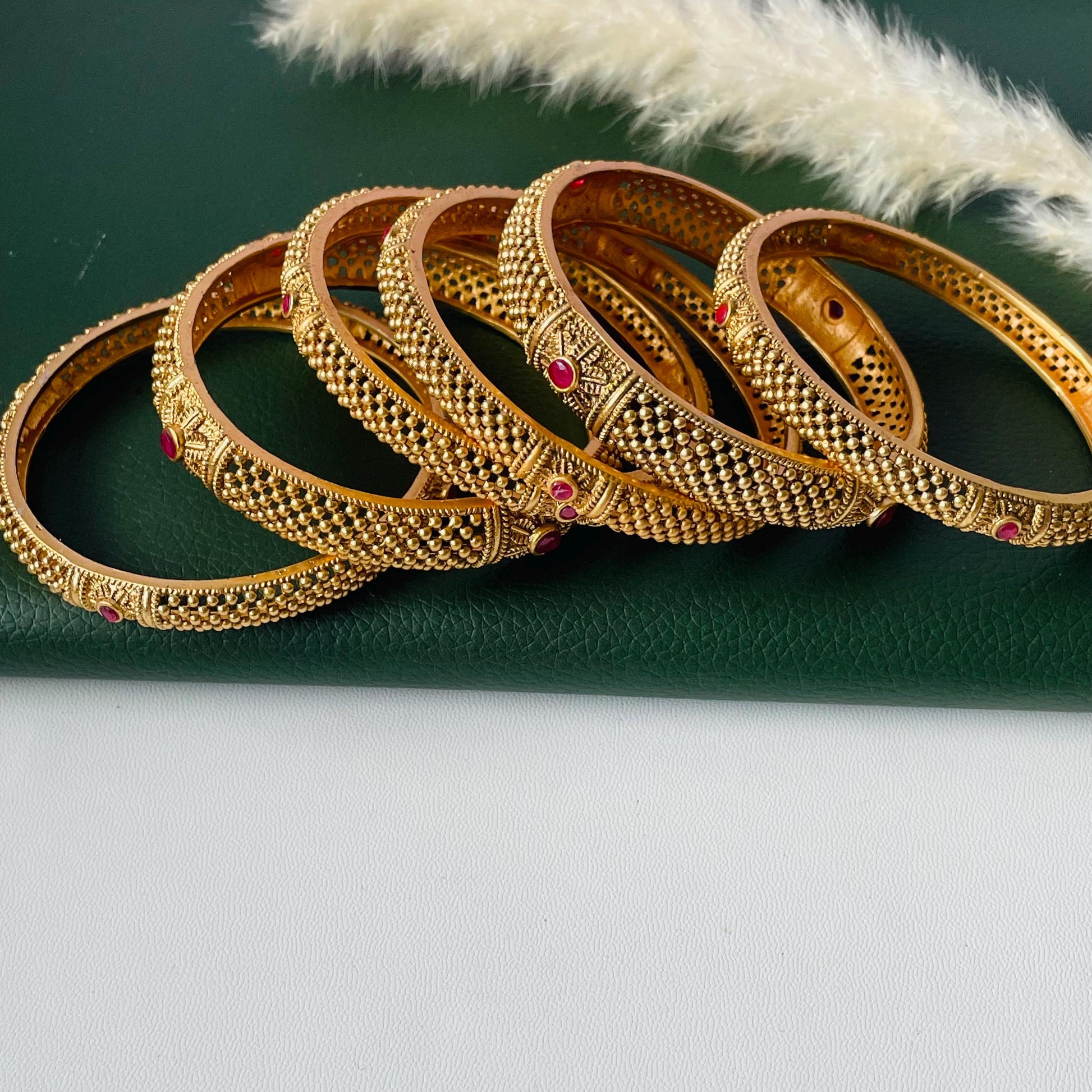Gold Plated Indian Bangles: set of 6 bangles