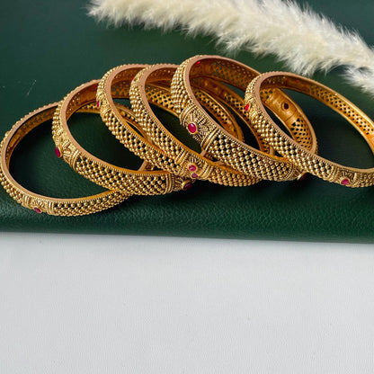 Gold Plated Indian Bangles: set of 6 bangles