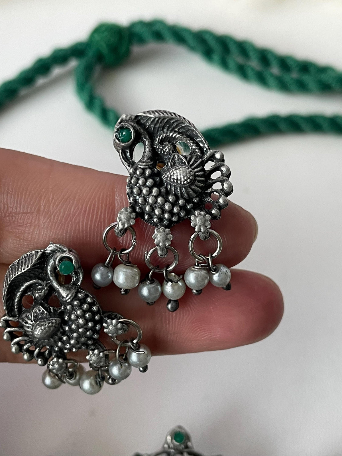 Matt Oxidized Choker or small necklace set: Colorful Stone Necklace