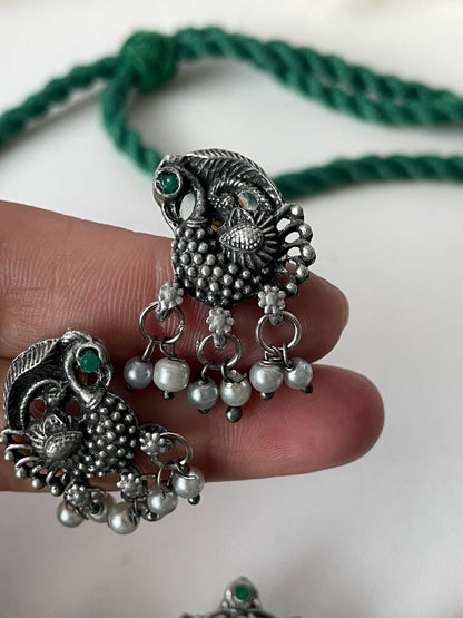 Matt Oxidized Choker or small necklace set: Colorful Stone Necklace