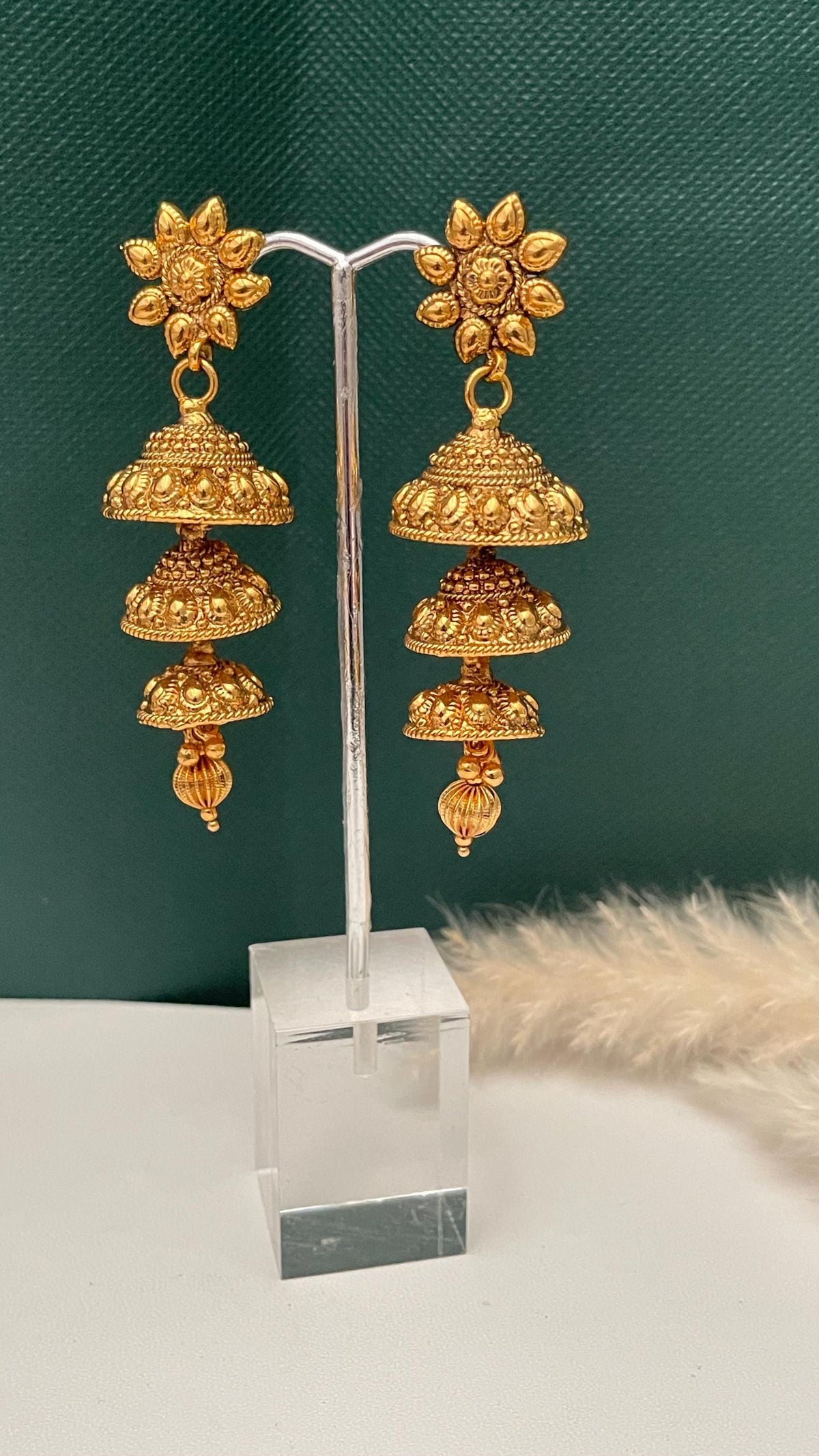 Gold Plated Jhumkis Earrings: Indian Ethnic Style