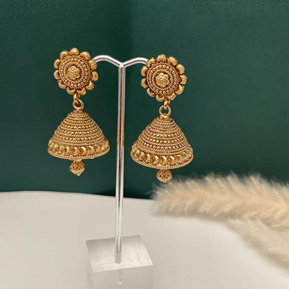 Gold Plated Jhumkis Earrings: Indian Ethnic Style