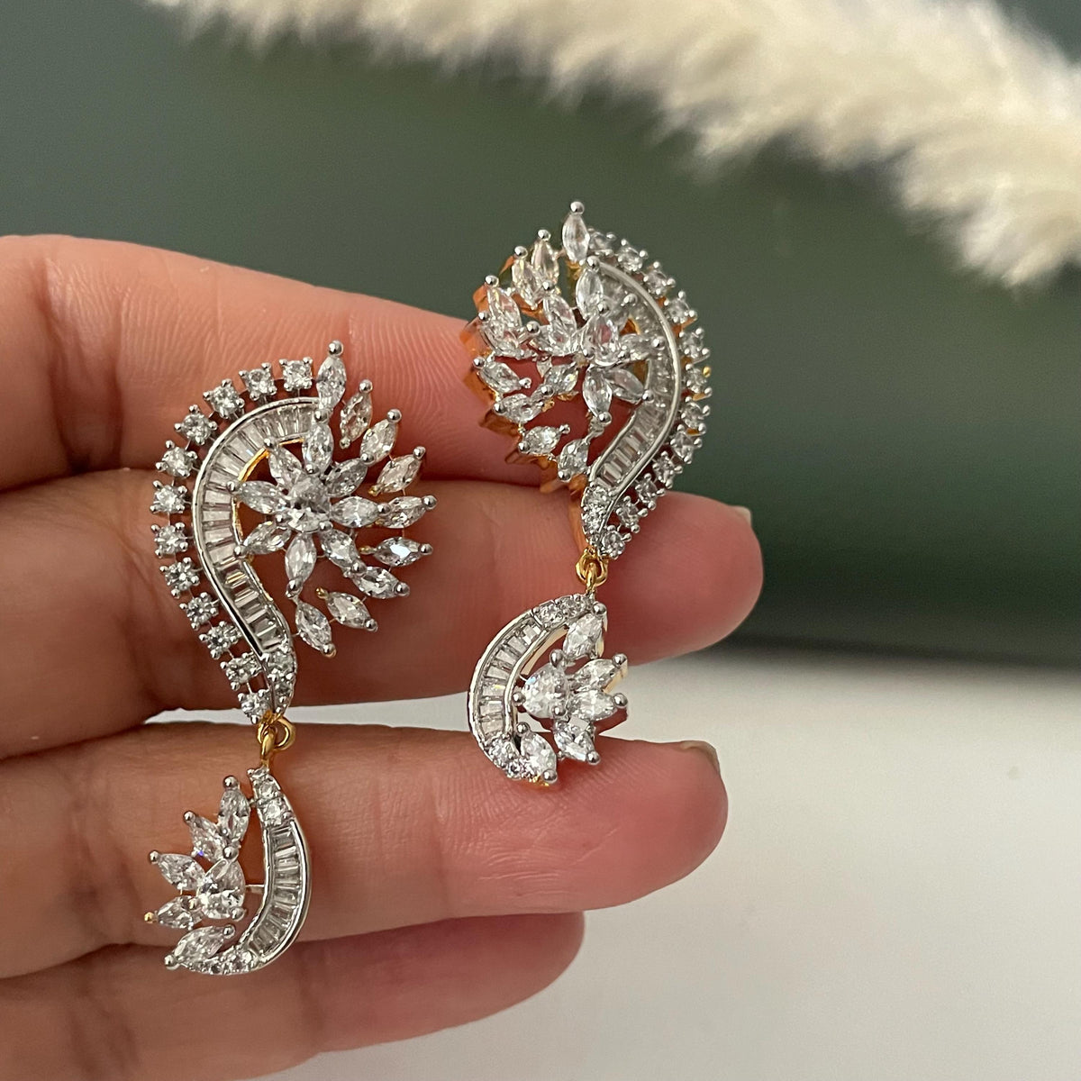 Cubic Zirconia trendy Dangle Earrings: Indian Bollywood Style
