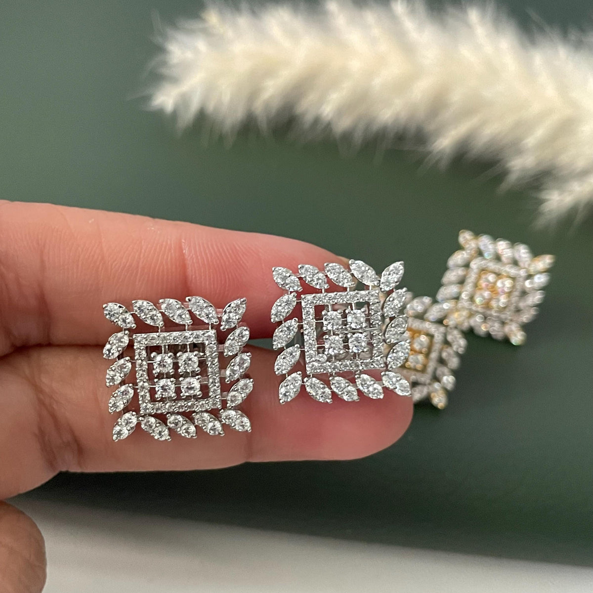 Cubic Zirconia small studs Earrings: square earrings