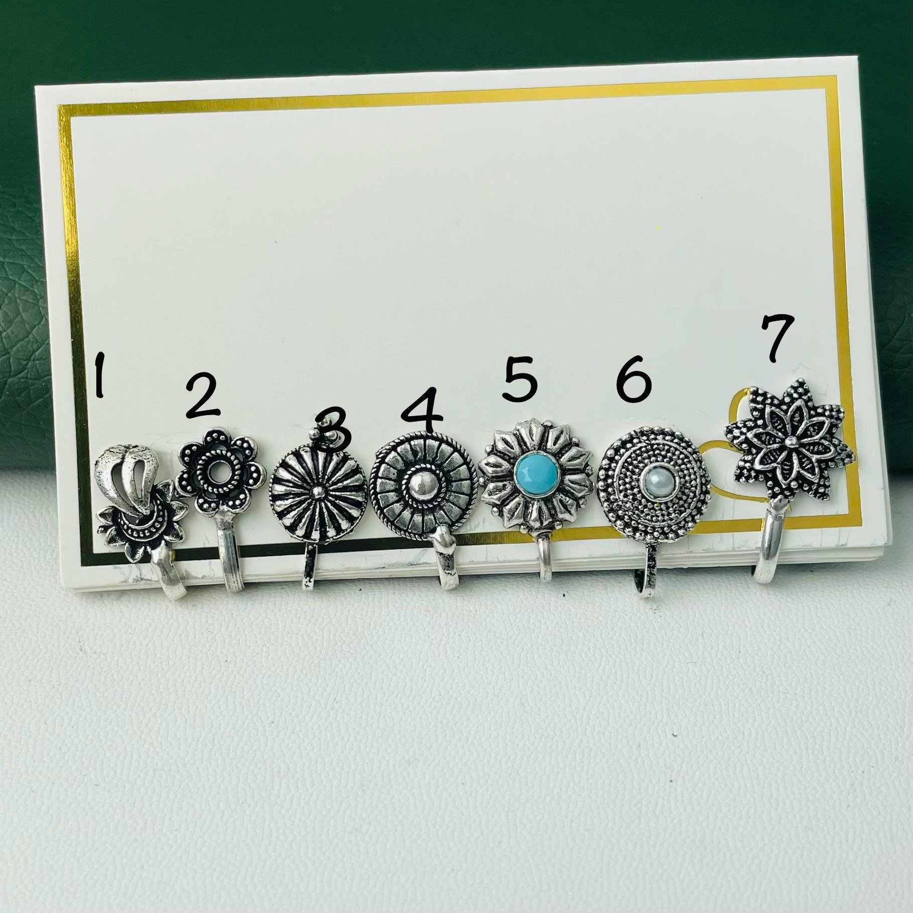 Oxidized Nose Pin: Nath Press Pin, No Piercing Needed