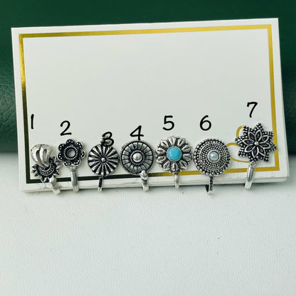 Oxidized Nose Pin: Nath Press Pin, No Piercing Needed